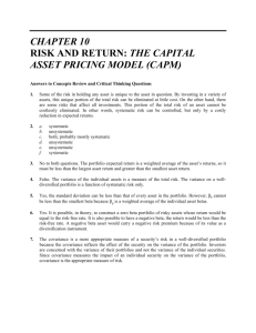 CHAPTER 10 RISK AND RETURN: THE CAPITAL ASSET PRICING