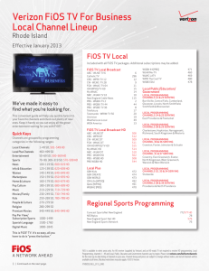 Verizon FiOS TV For Business Local Channel Lineup
