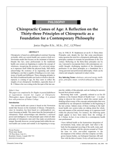 Chiropractic Comes of Age: A Reflection on the Thirty