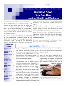 Wellness News You Can Use Arthritis: Part I
