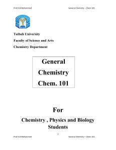 For General Chemistry Chem. 101
