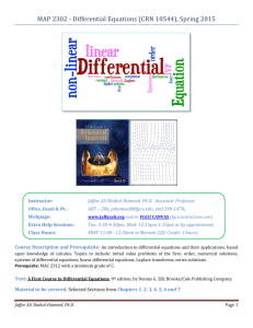 MAP 2302 - Differential Equations (CRN 10544), Spring 2015