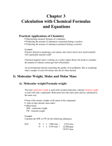 Chapter 3 Calculation with Chemical Formulas and Equations