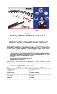 In-Class Defining Moments Summative Essay, CHC2D