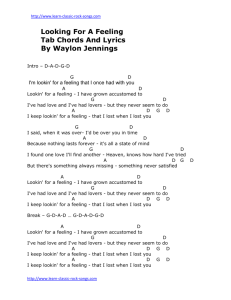 Looking For A Feeling Tab Chords And Lyrics By Waylon Jennings