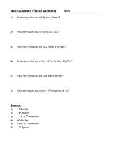 Mole Calculation Practice Worksheet Name_____________________