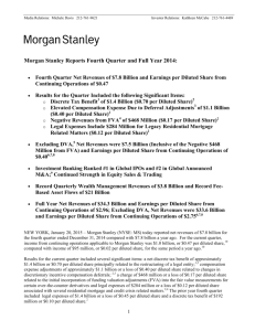 Morgan Stanley Reports Fourth Quarter and Full Year 2014: