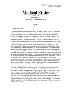 Medical Ethics - University of Oregon