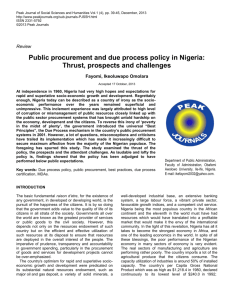 PUBLIC PROCUREMENT AND DUE PROCESS POLICY IN