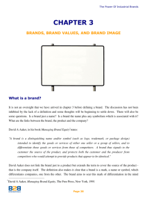 Chapter 3 – Brands, Brand Values, And Brand Image