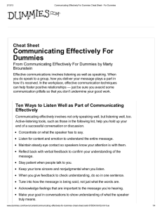 Communicating Effectively For Dummies Cheat Sheet