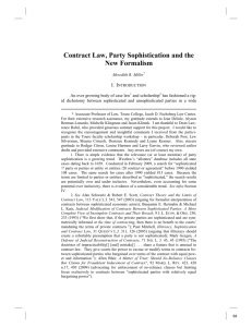 Contract Law, Party Sophistication and the New Formalism