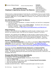 941 Form – Net Tax Adjustment and Monthly Tax Liabilities
