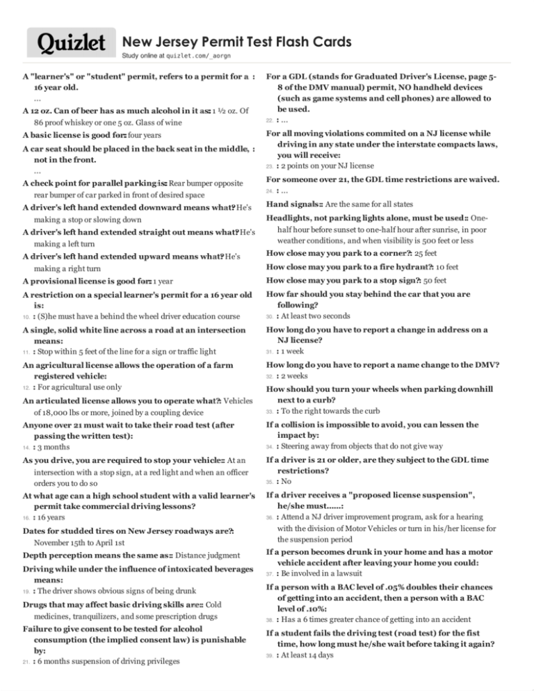 Nj Motorcycle Permit Test Quizlet 2018 Reviewmotors co