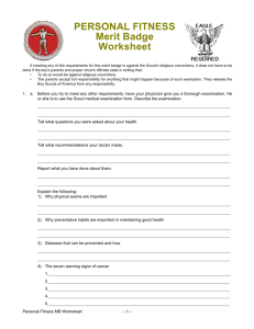 PERSONAL FITNESS Merit Badge Worksheet