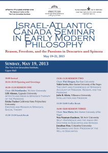 Israel-Atlantic Canada Seminar in Early Modern Philosophy