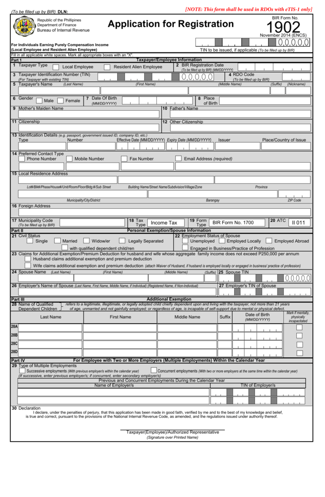 1902 BIR Form Downloadable