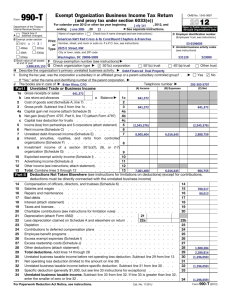 Form 990-T, Unrelated Trade or Business Income