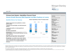 Chinese Auto Dealers: AlphaWise Channel Check: Volume Growth