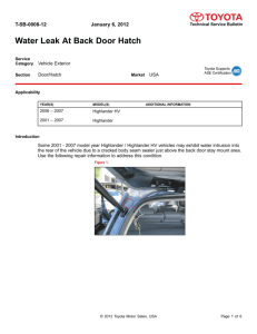 Water Leak At Back Door Hatch - Toyota Collision Repair Training