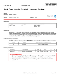 Back Door Handle Garnish Loose or Broken