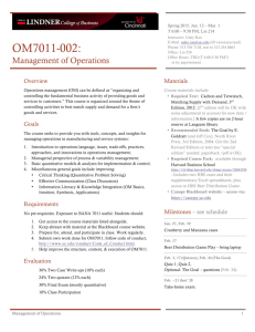 OM7011-002 - Carl H. Lindner College of Business