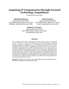 Acquiring IT Competencies through Focused Technology Acquisitions