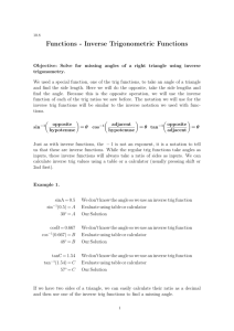 Functions - Inverse Trigonometric Functions