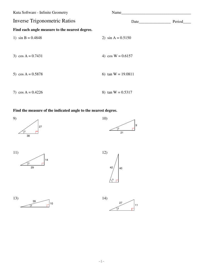 20-Inverse Trigonometric Ratios.ig Within Trigonometric Ratios Worksheet Answers