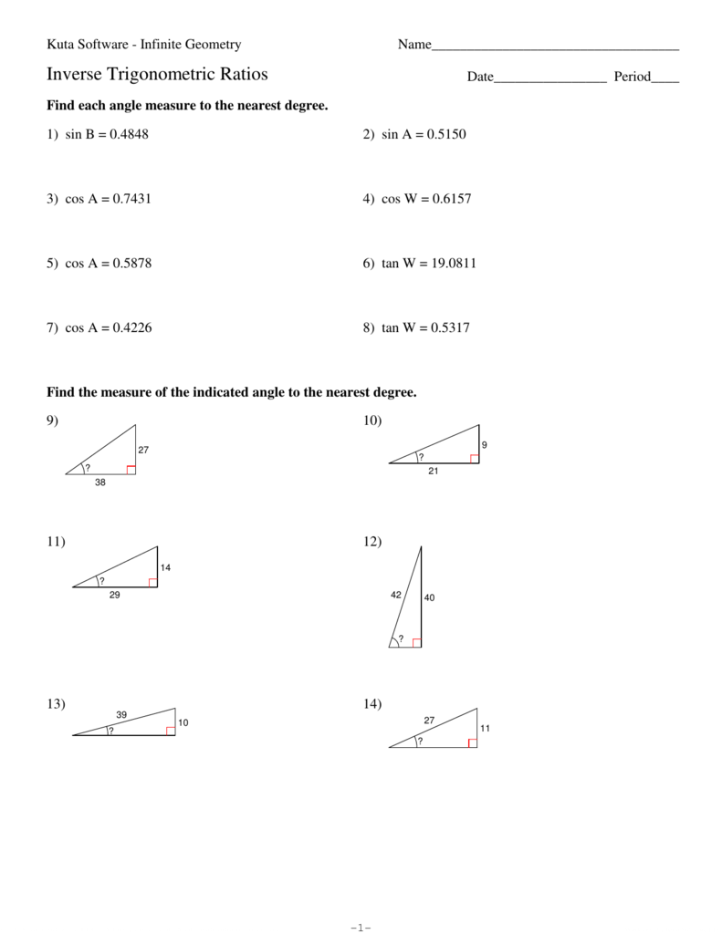 Kuta Software Infinite Geometry Trigonometric Ratios Answers