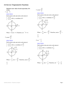 4-6 Inverse Trigonometric Functions