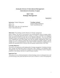 Strategic Management - International University of Japan