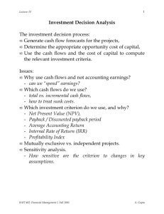 Investment Decision Analysis The investment decision process