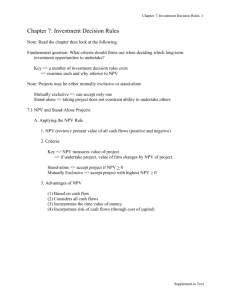 Chapter 7: Investment Decision Rules