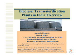 Biodiesel Transesterification Plants in India