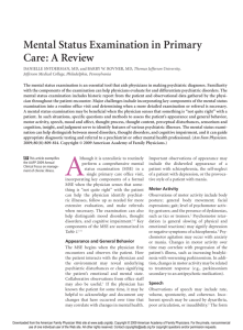 Mental Status Examination in Primary Care
