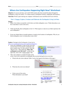 Where Are Earthquakes Happening Right Now? Worksheet
