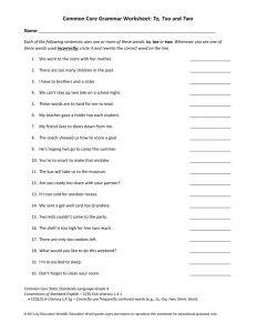 Common Core to, too, two worksheet