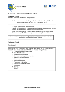 OPENCities – Lesson 2: Why do people migrate? Worksheet Task 1