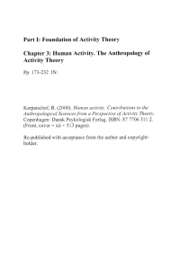 Chapter 3: Human activity. The anthropology of activity theory