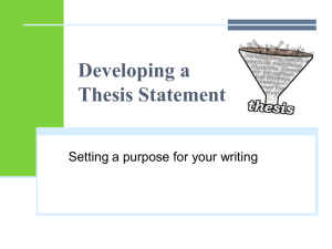 Developing a Thesis Statement