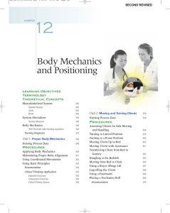 Chapter 12 - Body Mechanics and Positioning