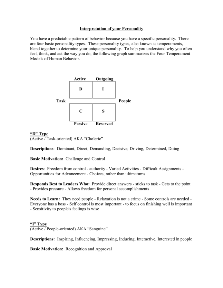 DISC Personality Assessment Interpretation