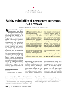 Validity and reliability of measurement instruments