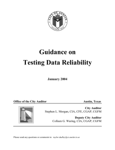 Guidance on Testing Data Reliability