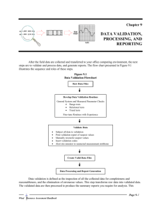 Data Validation, Processing, and Reporting Guidelines
