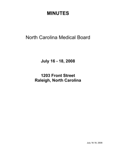 MINUTES North Carolina Medical Board