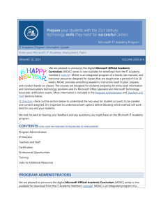 IT Academy Program Information Update January 10