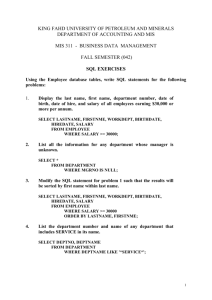 SQL Home Eercises Practice Solutions