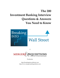 200 Investment Banking Interview Questions